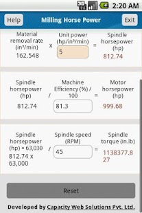 Free Milling Horsepower Calculator APK