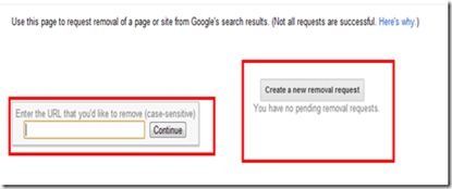 Url Removal at Google Webmaster Tools