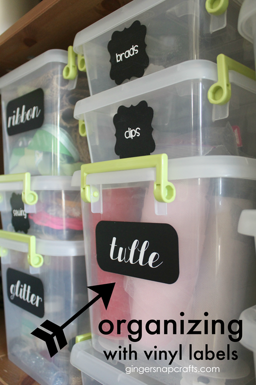 Organizing with Vinyl Labels at GingerSnapCrafts.com #organizing