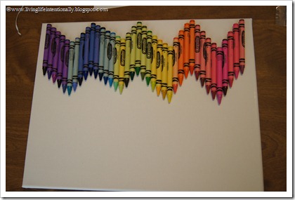 super glue crayons on canvas