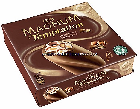 Magnum Temptation Hazelnut new syrup chocolate bonbons sauce caramelised hazelnut pieces vanilla ice cream fruit bon bon dessert