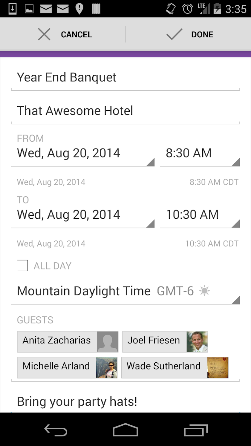 ZCal: Zimbra Calendar Sync Screen 2