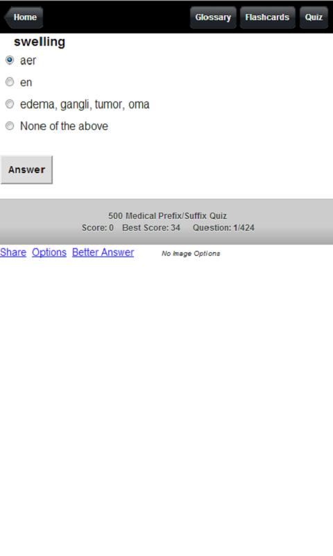 500 Medical Prefix/Suffix Quiz Screen 3