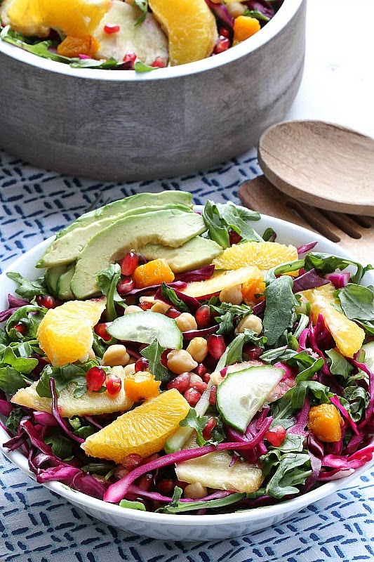 Arugula Salad with Red Cabbage, Pomegranate, Orange and Pineapples by -- @LifeMadeSweeter.jpg