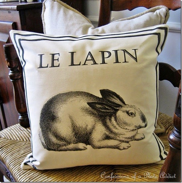 CONFESSIONS OF A PLATE ADDICT Ballard Inspired Vintage French Bunny Pillow