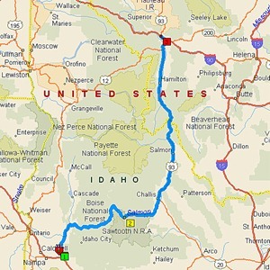 Map Boise to Missoula