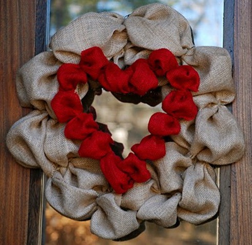 burlap heart wreath