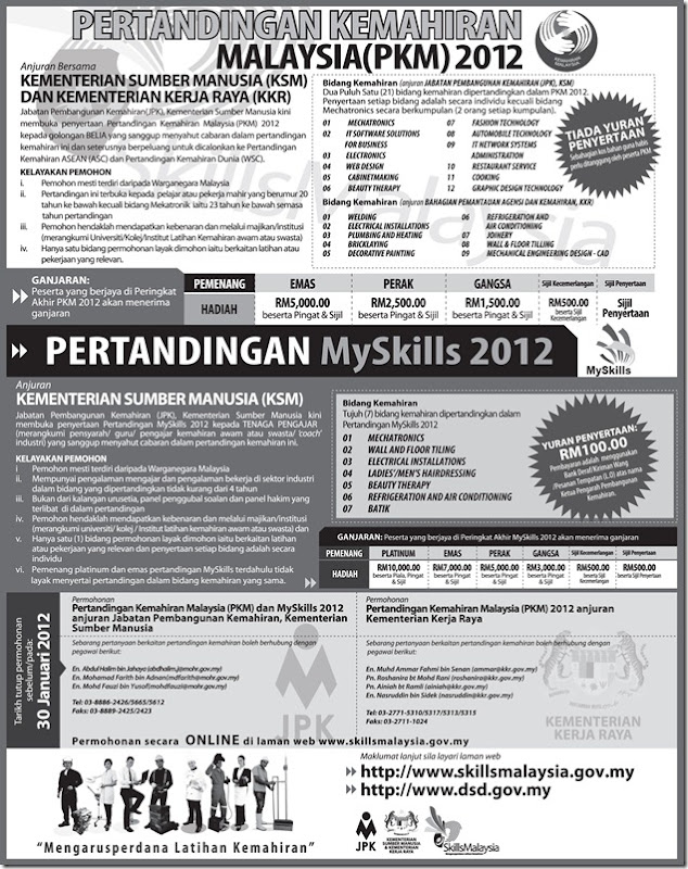 maklumat lengkap pertandinga kemahiran malaysia 2012