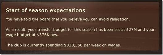 Season expectations