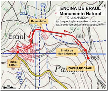 Mapa ruta encina de Eraul