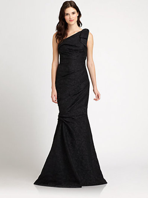 David Meister Asymmetrical Gown (BLACK)