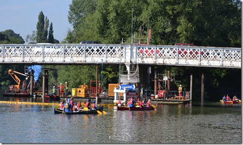 bridgeworks and canoes at whitchurch toll bridge