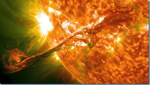 On August 31, 2012 a long filament of solar material that had been hovering in the sun's atmosphere, the corona, erupted out into space at 4:36 p.m. EDT. The coronal mass ejection, or CME, traveled at over 900 miles per second. The CME did not travel directly toward Earth, but did connect with Earth's magnetic environment, or magnetosphere, causing aurora to appear on the night of Monday, September 3. 

Picuted here is a lighten blended version of the 304 and 171 angstrom wavelengths. Cropped

Credit: NASA/GSFC/SDO

<b><a href="http://www.nasa.gov/audience/formedia/features/MP_Photo_Guidelines.html"rel="nofollow">NASA image use policy.</a></b>

<b><a href="http://www.nasa.gov/centers/goddard/home/index.html" rel="nofollow">NASA Goddard Space Flight Center</a></b> enables NASA’s mission through four scientific endeavors: Earth Science, Heliophysics, Solar System Exploration, and Astrophysics. Goddard plays a leading role in NASA’s accomplishments by contributing compelling scientific knowledge to advance the Agency’s mission.

<b>Follow us on <a href="http://twitter.com/NASA_GoddardPix" rel="nofollow">Twitter</a></b>

<b>Like us on <a href="http://www.facebook.com/pages/Greenbelt-MD/NASA-Goddard/395013845897?ref=tsd" rel="nofollow">Facebook</a></b>

<b>Find us on <a href="http://instagrid.me/nasagoddard/?vm=grid" rel="nofollow">Instagram</a></b>