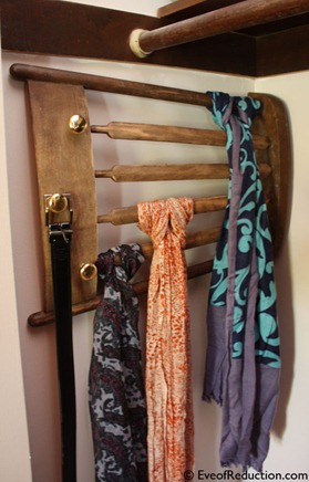 DIY scarf rack from chair