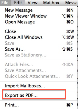 Save Mail as PDF in Mavericks