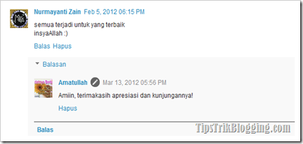 Tampilan Treaded Comment Blogger