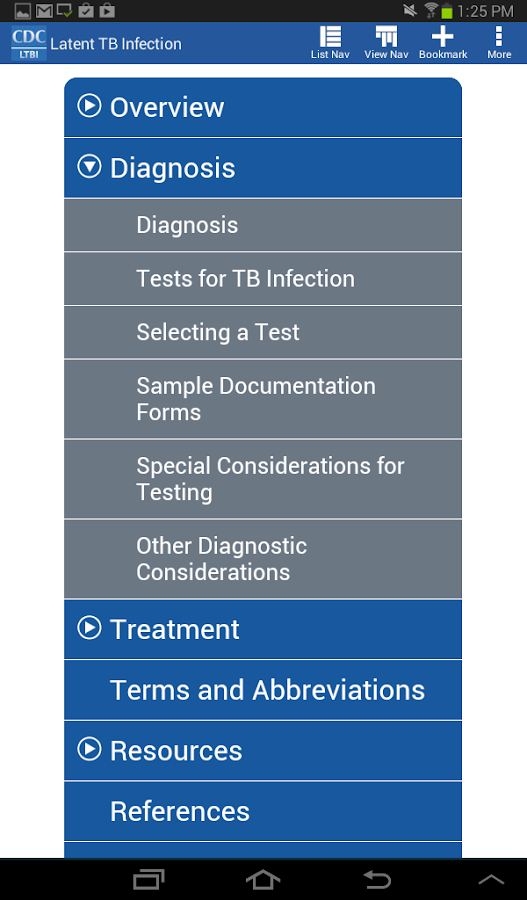   CDC LTBI – posnetek zaslona 