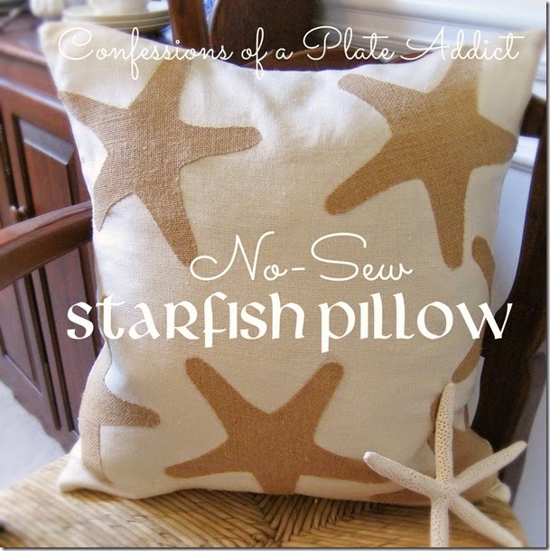 CONFESSIONS OF A PLATE ADDICT No-Sew Linen and Burlap Starfish Pillow