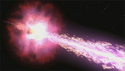 ilustração de uma explosão de raios gama