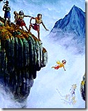 Prahlada thrown off a cliff