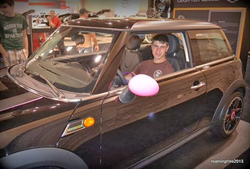 Man enough to drive a pink car!