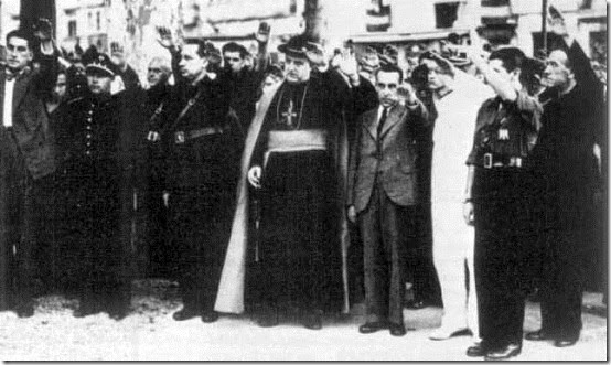 Salutació feixista del bisbe de Màlaga