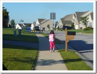 Walking to the bus stop