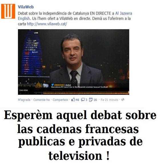 Debat televisat sobre la manifestacion d'independéncia en Catalonha