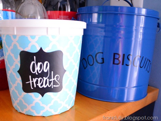 dog treat containers! one with chalkboard label, one from HomeGoods