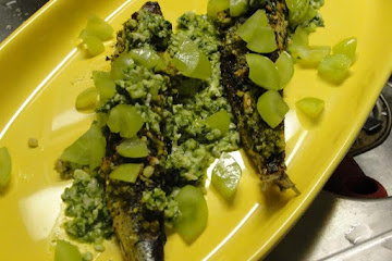 Twice Cooked Sardines and Green Grape Gremolata