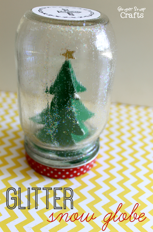 Glitter Snow Globe with Mod Podge #ad #Christmas #diy #kidcraft at GingerSnapCrafts.com_thumb[2]