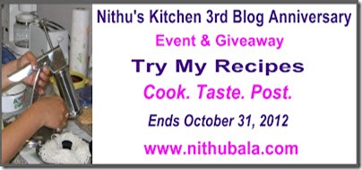 Nithu's Kitchen 3rd Blog Anniversary Event & Giveaway