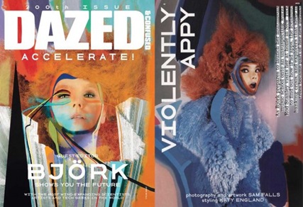 Björk wears a bespoke dress by Shao Yen in the August issue of Dazed & Confused.