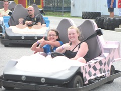Tony Kent go carts..lily and katie thumbs up 12 