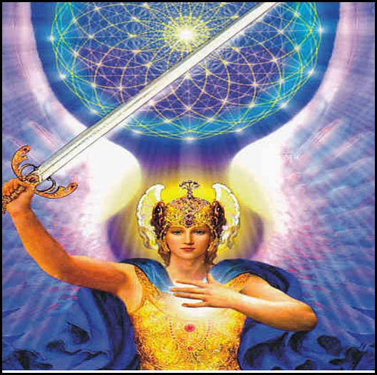 Arcángel Miguel y su espada flamígera