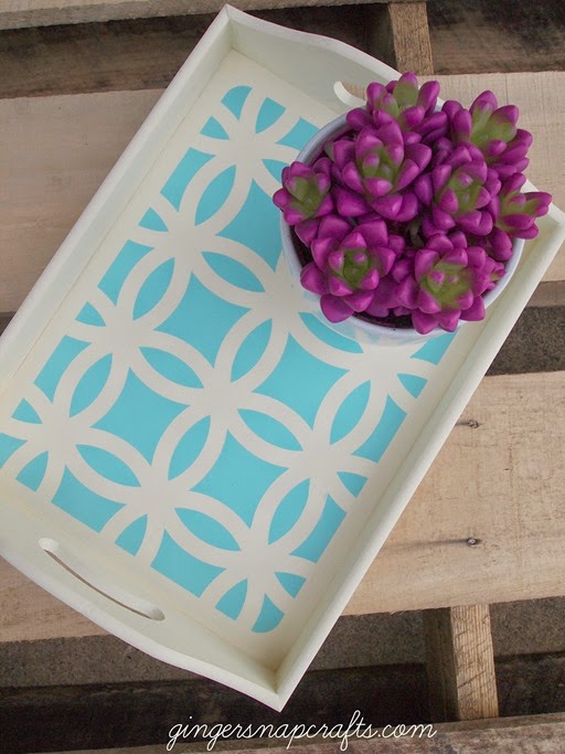 diy painted tray with stencil