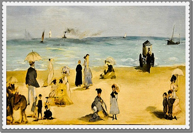 sur la plage postcard transfer