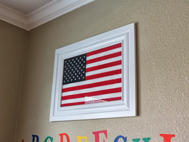 Classroom Baseboard Framed American Flag www.stylewithcents.blogspot.com