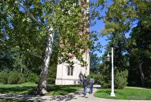 Walking through the center of campus