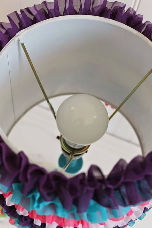 GE LED light bulb Ruffled Lamp Shade Tutorial at GingerSnapCrafts.com #tutorial #LEDSavings #CollectiveBias #cbias #shop