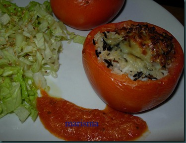 tomates rellenos de carne y arroz,racion