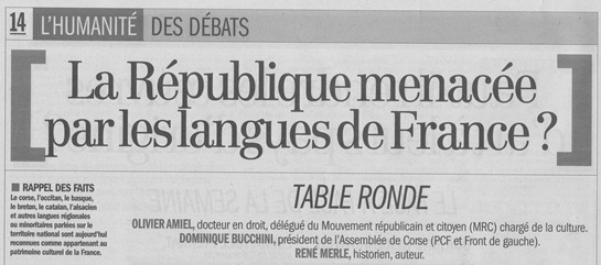 supausat debat sobre lo tèma langues de France