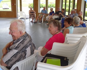 Some of our members relaxing to the music in the lovely Okura Country Club's Community Hall.