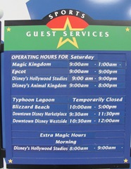 Disney trip All Star Resort board w park info