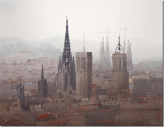 22 Panorama sobre la Catedral de Barcelona 76x 96cm