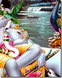 Krishna with cow and birds Krishna with cow and birds