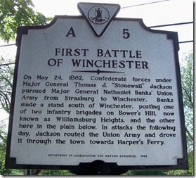 First Battle Of Winchester marker A-5 on Handley Boul. Winchester, VA