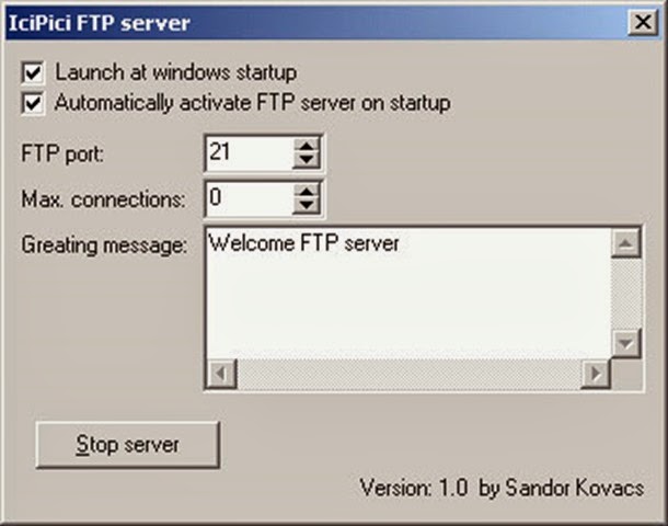 برنامج إنشاء سيرفر على الكمبيوتر icipici FTP Server 1.0