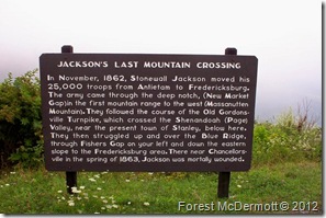 Jackson's Last Mountain Crossing on Skyline Drive at Fisher's Gap Overlook