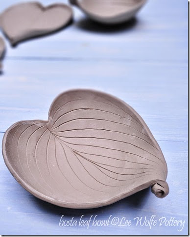 hosta leaf bowl by Lee Wolfe Pottery